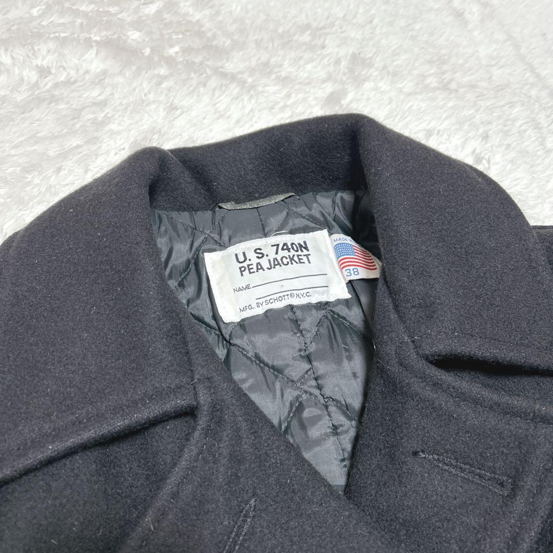 SCHOTT ピーコート 38 ウール ブラック