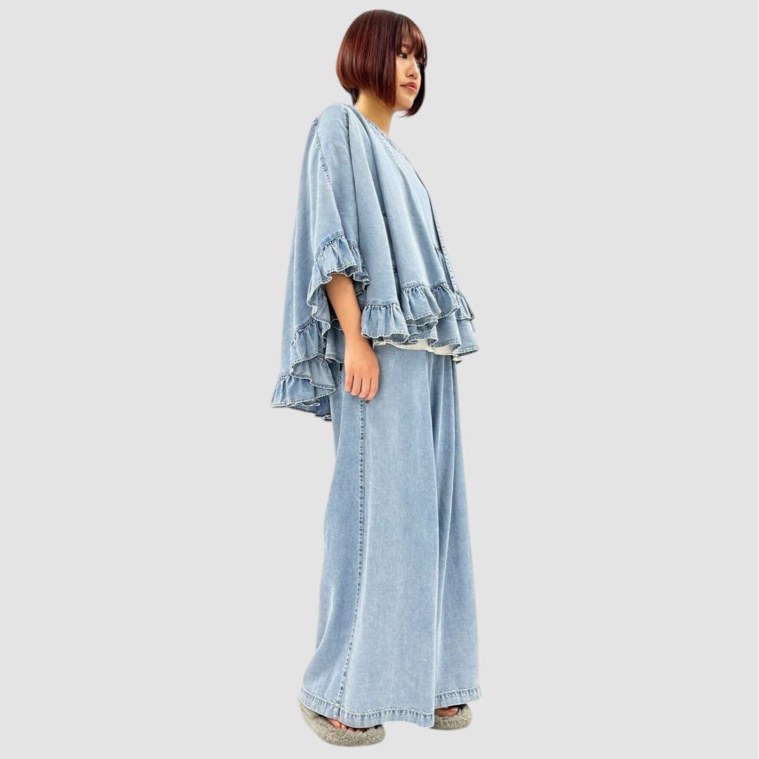 ayane テンセルデニムフリルポンチョ はおり