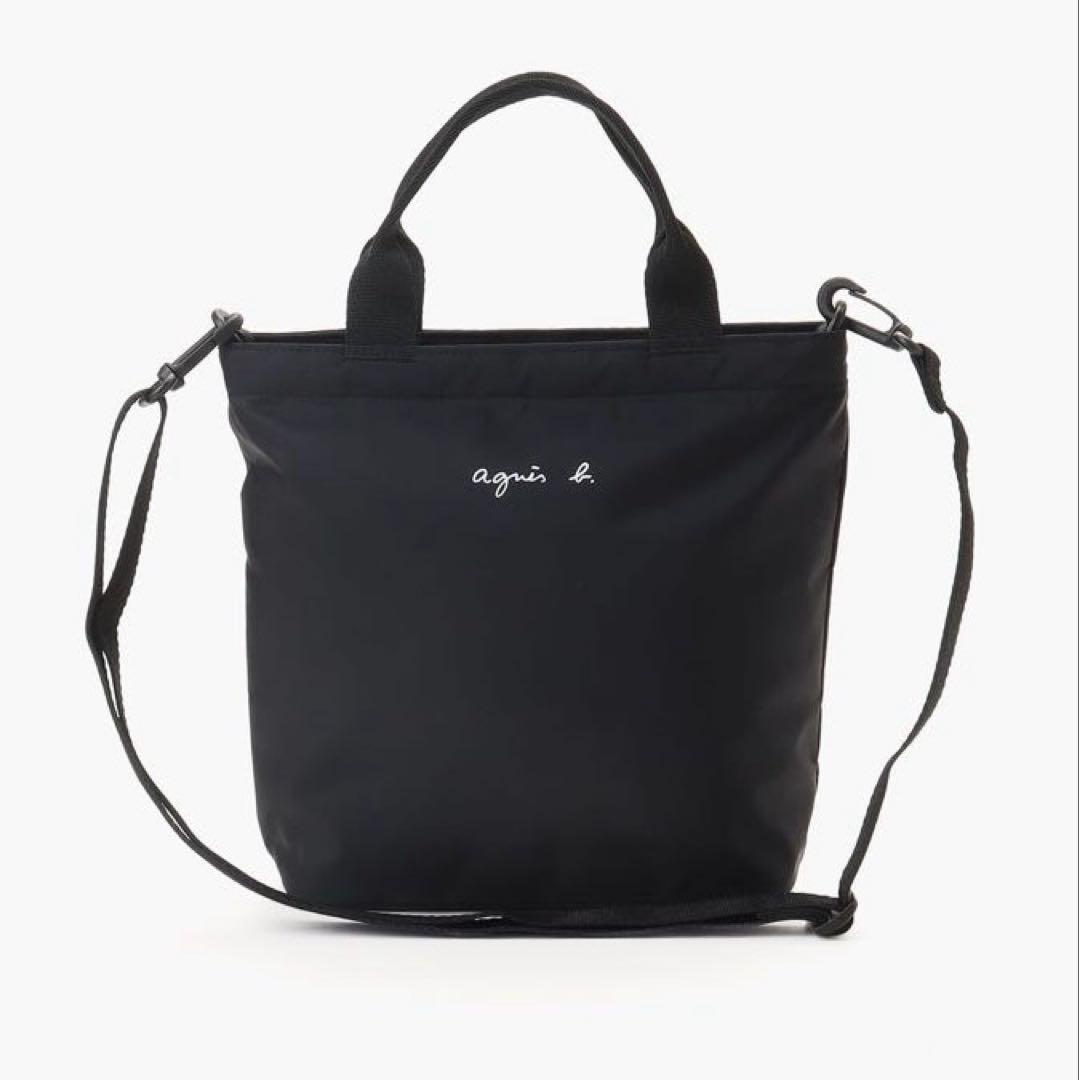美品 アニエスべー ロゴハンドバッグ ブラック