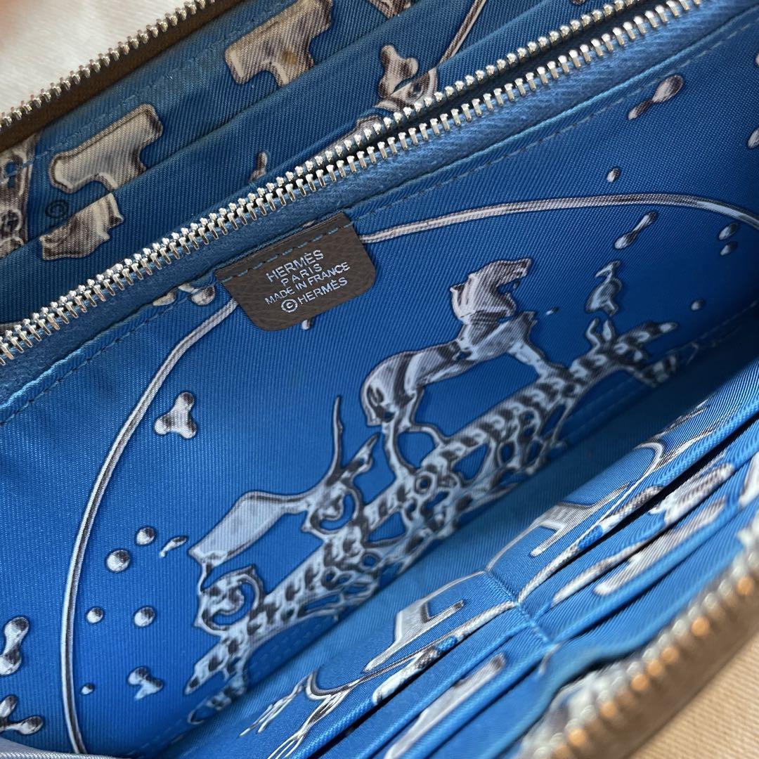 HERMES エルメス エプソン アザップロング シルクイン長財布 グレージュ