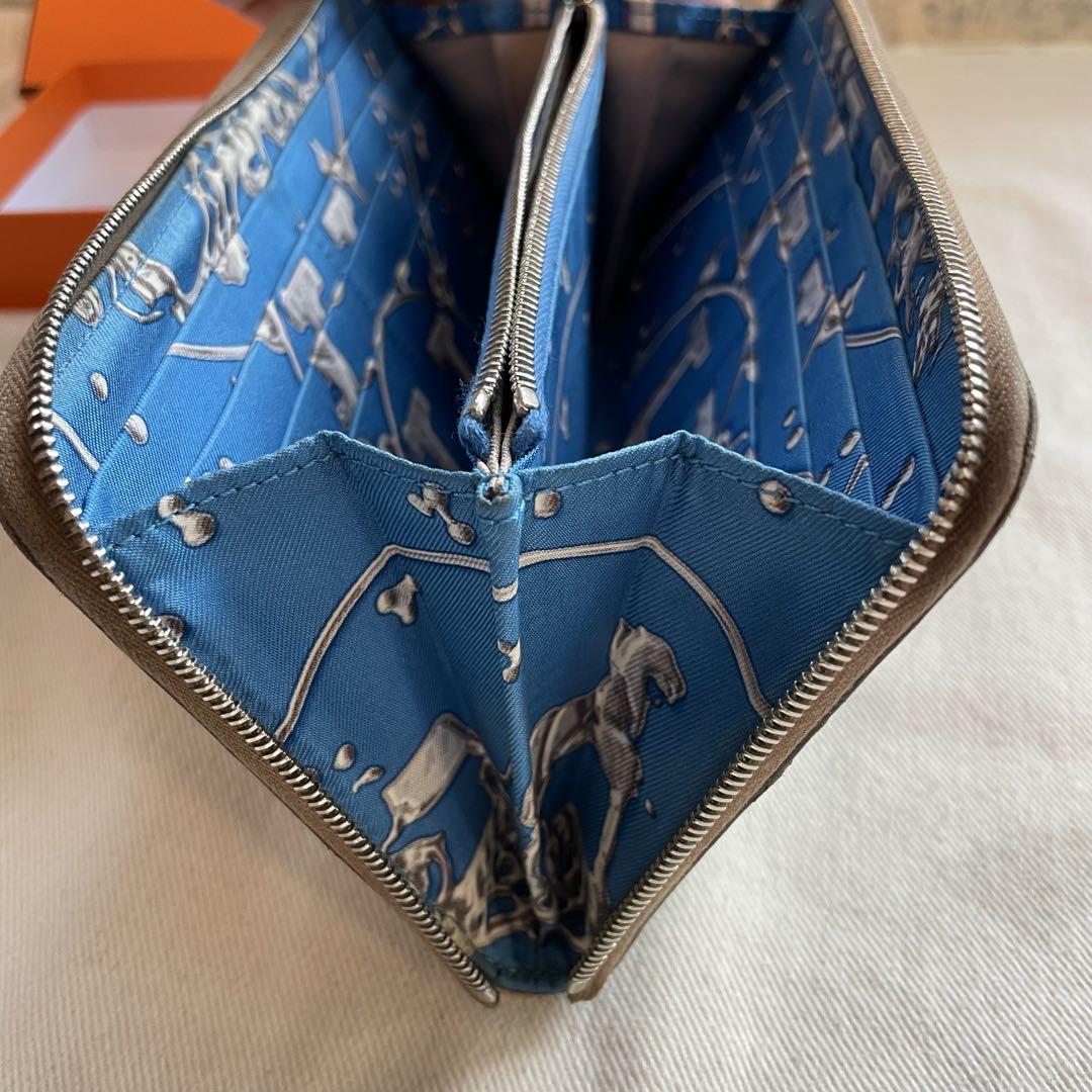 HERMES エルメス エプソン アザップロング シルクイン長財布 グレージュ