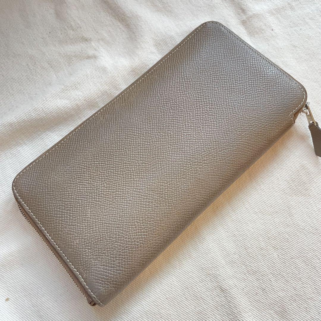 HERMES エルメス エプソン アザップロング シルクイン長財布 グレージュ