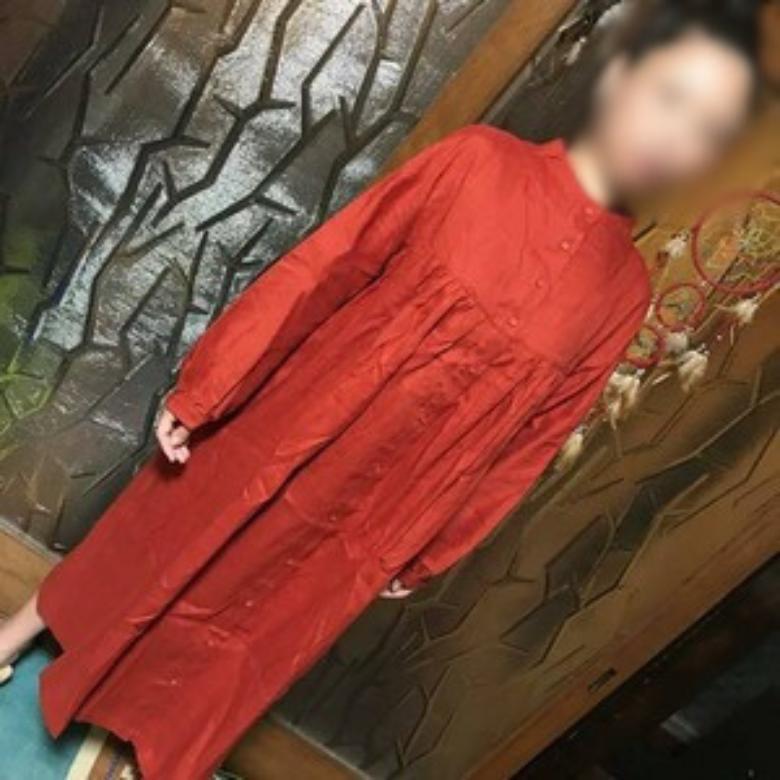 【新品送込】TUTIE. 麻100% ソリッドカラームジ ヨーク切り替え れんが