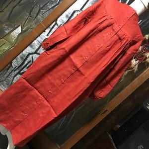【新品送込】TUTIE. 麻100% ソリッドカラームジ ヨーク切り替え れんが