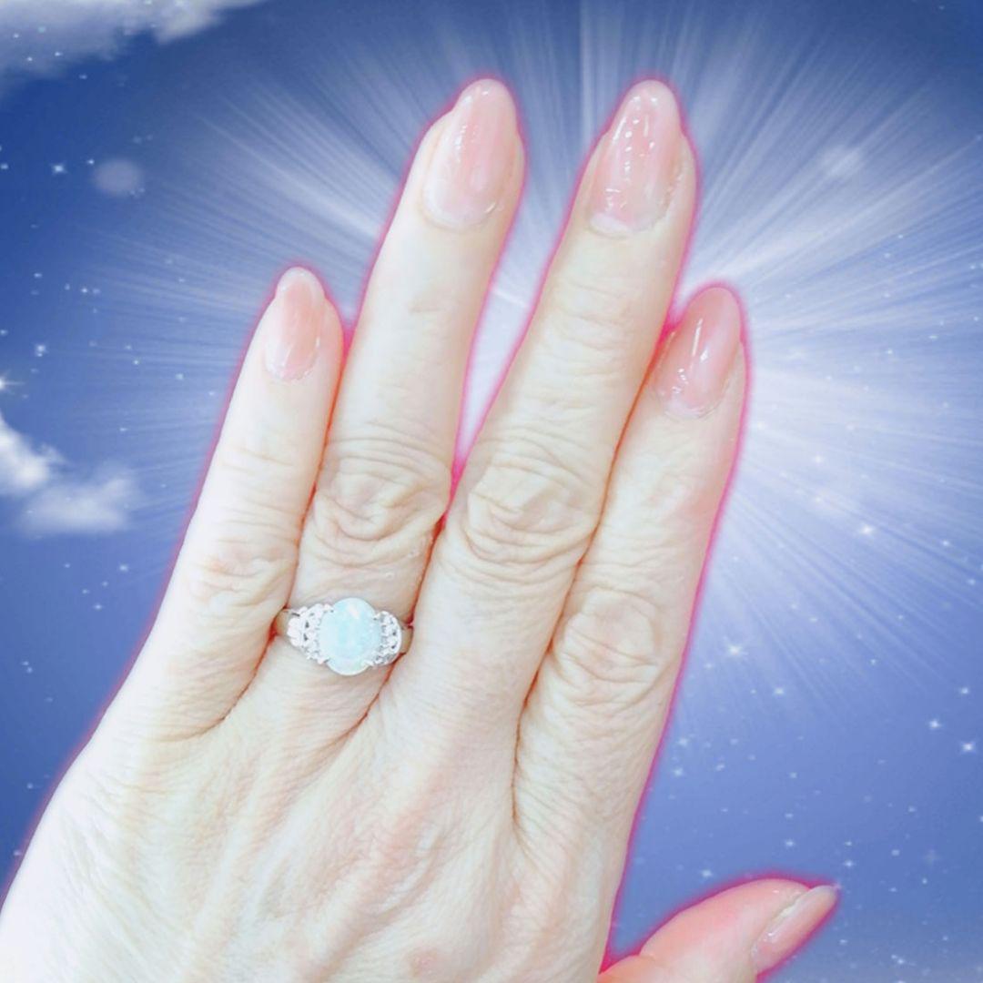 Pt900◯オパール0.91ct✨ダイヤ0.10ct✨リング◆シンプル綺麗リング 画像10