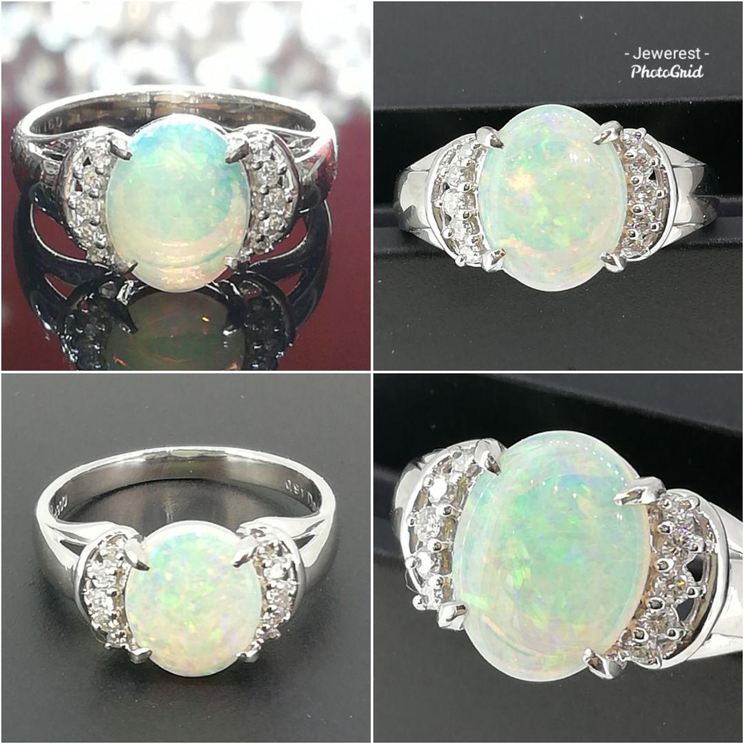 Pt900◯オパール0.91ct✨ダイヤ0.10ct✨リング◆シンプル綺麗リング 画像3