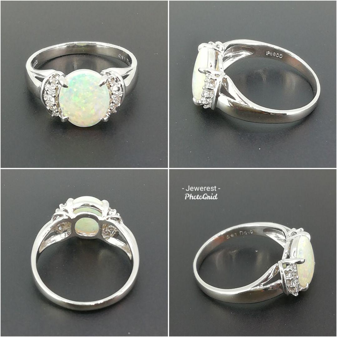 Pt900◯オパール0.91ct✨ダイヤ0.10ct✨リング◆シンプル綺麗リング 画像4