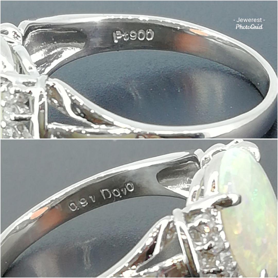 Pt900◯オパール0.91ct✨ダイヤ0.10ct✨リング◆シンプル綺麗リング 画像7