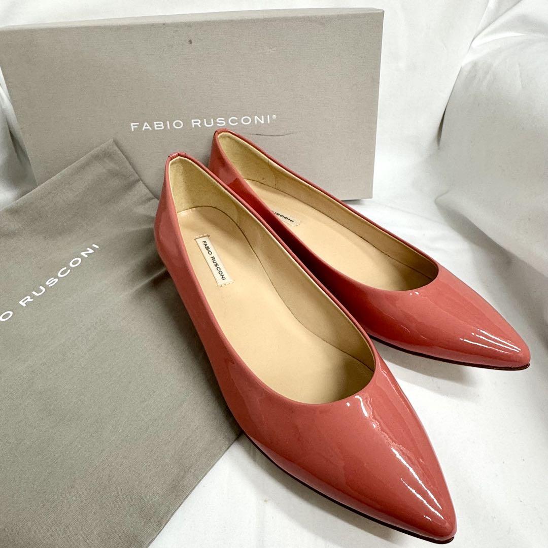 fabio rusconi 38 フラットパンプス ピンクパテントレザー