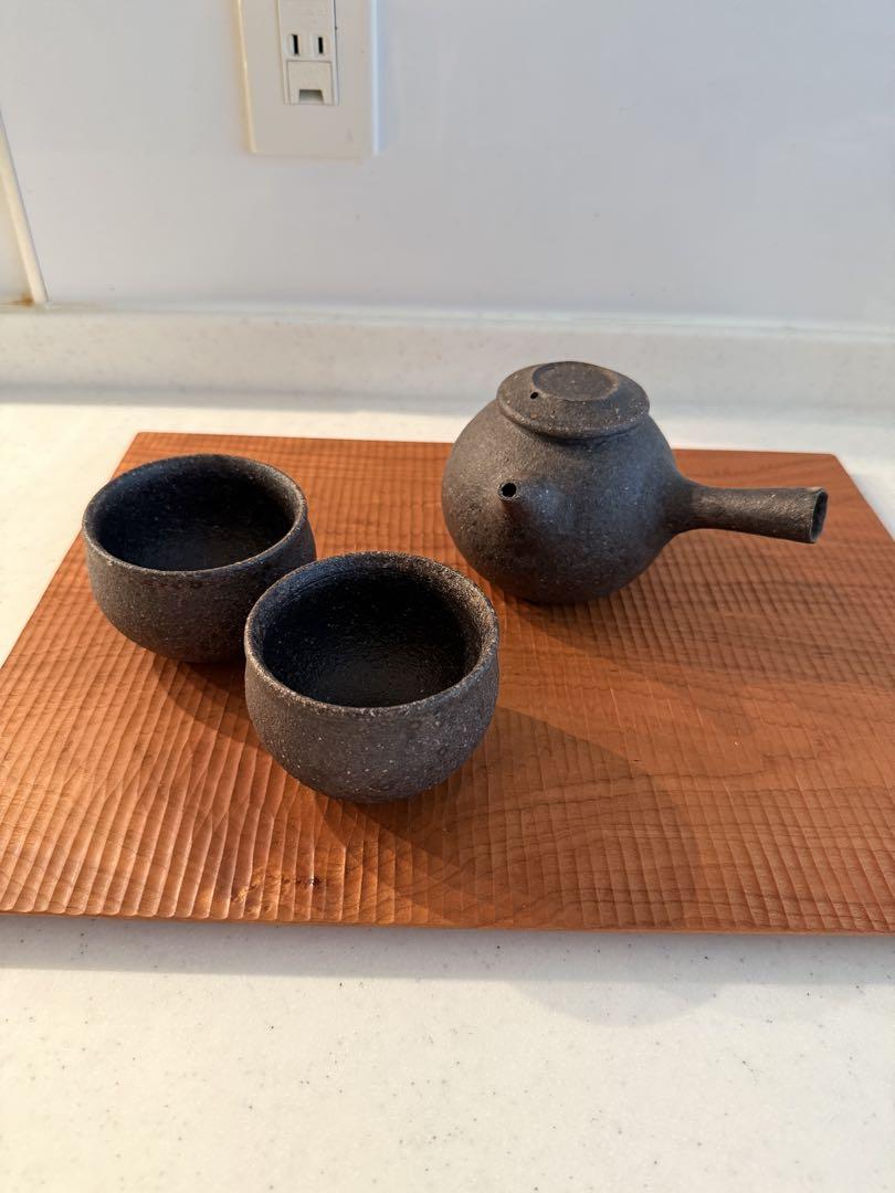 加藤財　急須　湯呑み　3点セット　黒