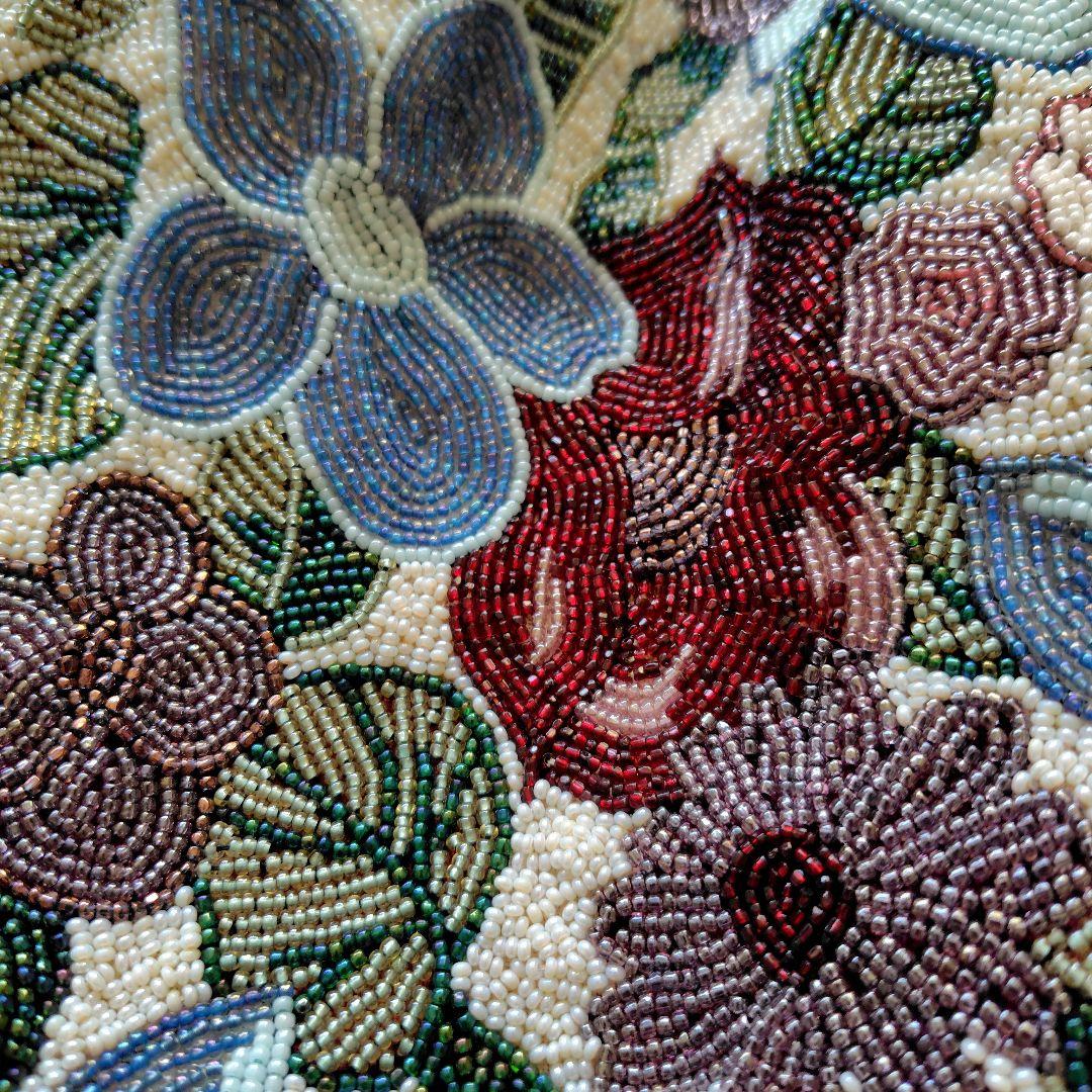 ビーズ手刺繍 グラニーバッグ 多色花柄　　昭和レトロ