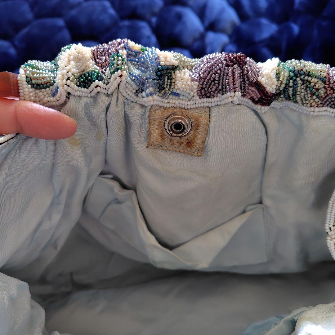 ビーズ手刺繍 グラニーバッグ 多色花柄　　昭和レトロ