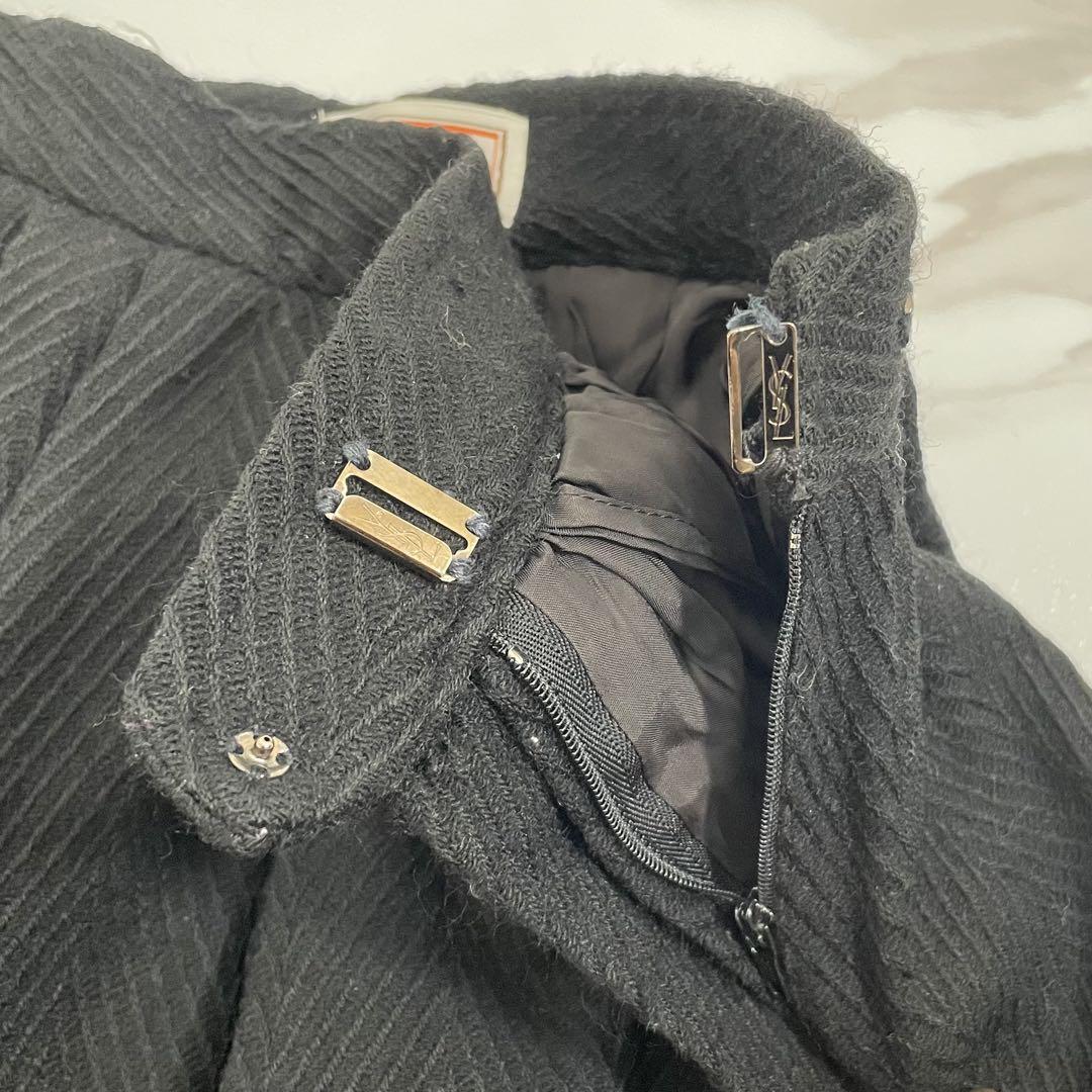 70s YVES SAINT LAURENT ヘリンボーン ウールスカート