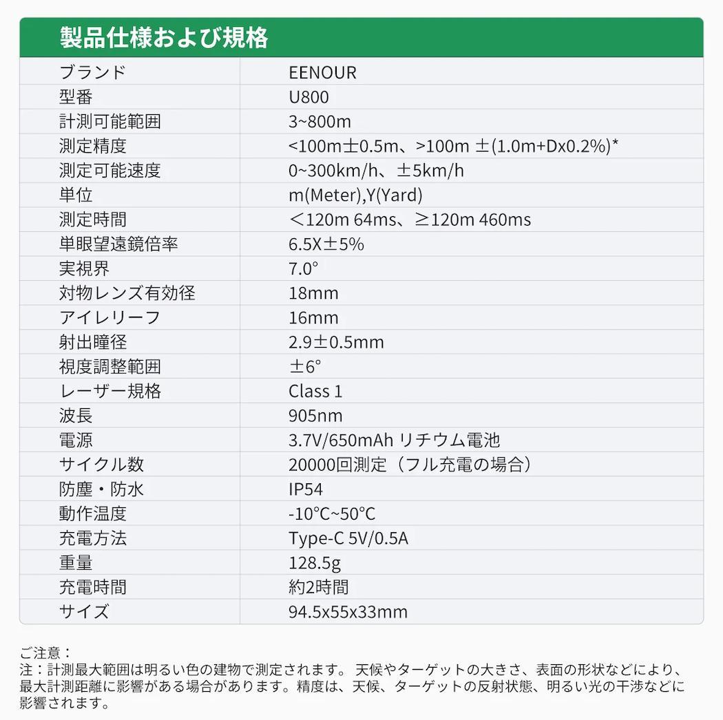 ゴルフレーザー距離計 Ultra mini U800