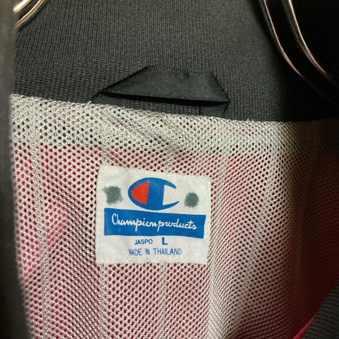 Champion ナイロンジャケット 赤系ピンク 90S ドルマン袖 フード収納