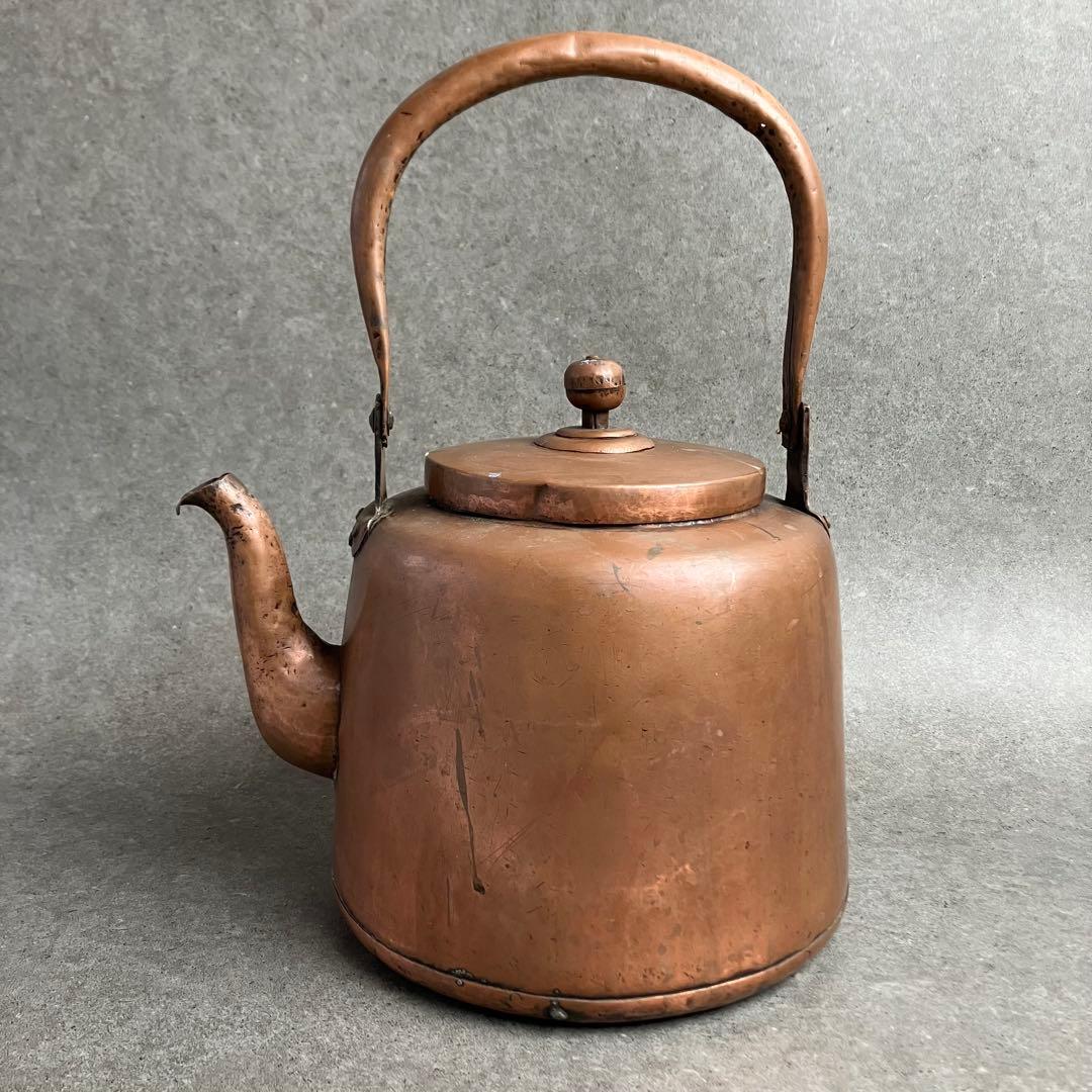 アンティークな銅製やかん ケトル 大容量 レトロ ヴィンテージ クラシック
