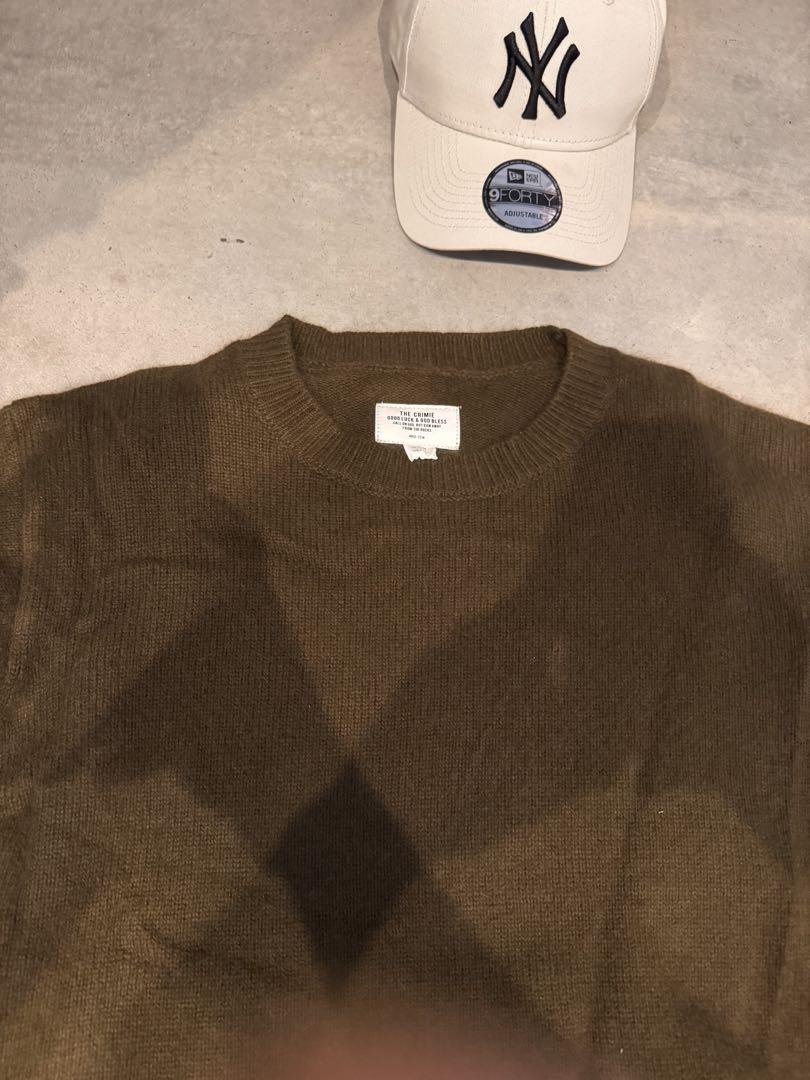 THE CRIME RACCOON CREW NECK KNIT カーキ
