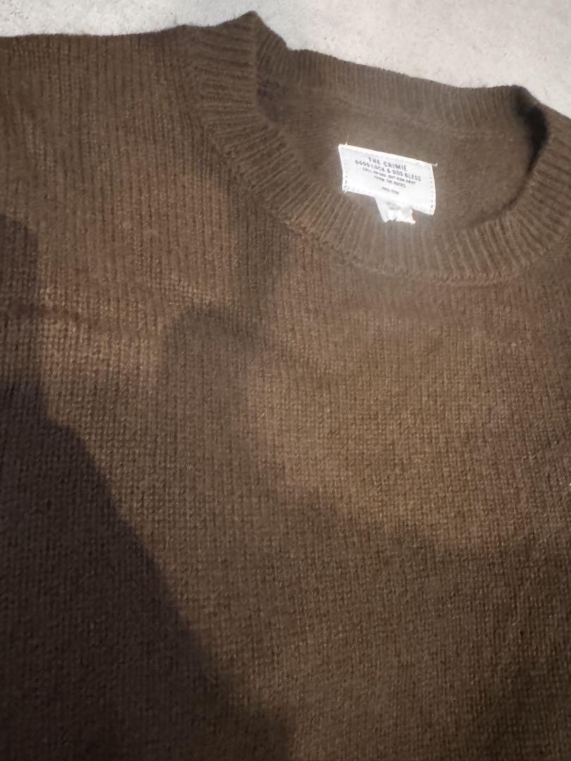 THE CRIME RACCOON CREW NECK KNIT カーキ