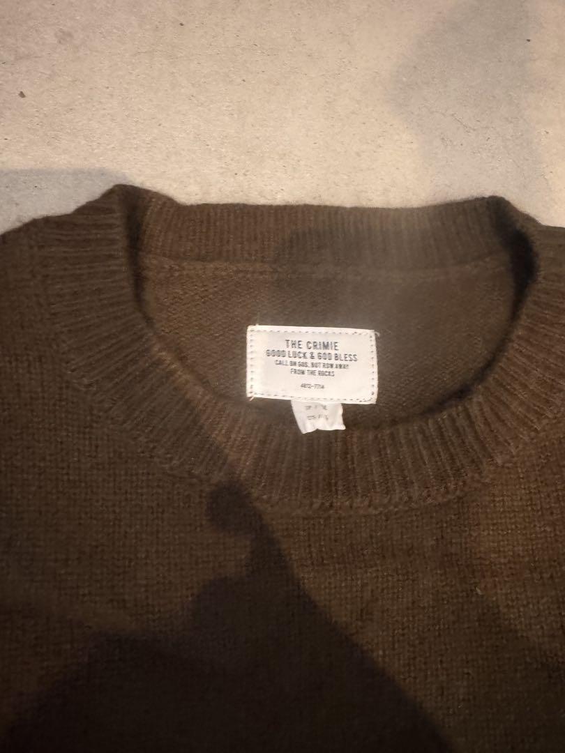 THE CRIME RACCOON CREW NECK KNIT カーキ