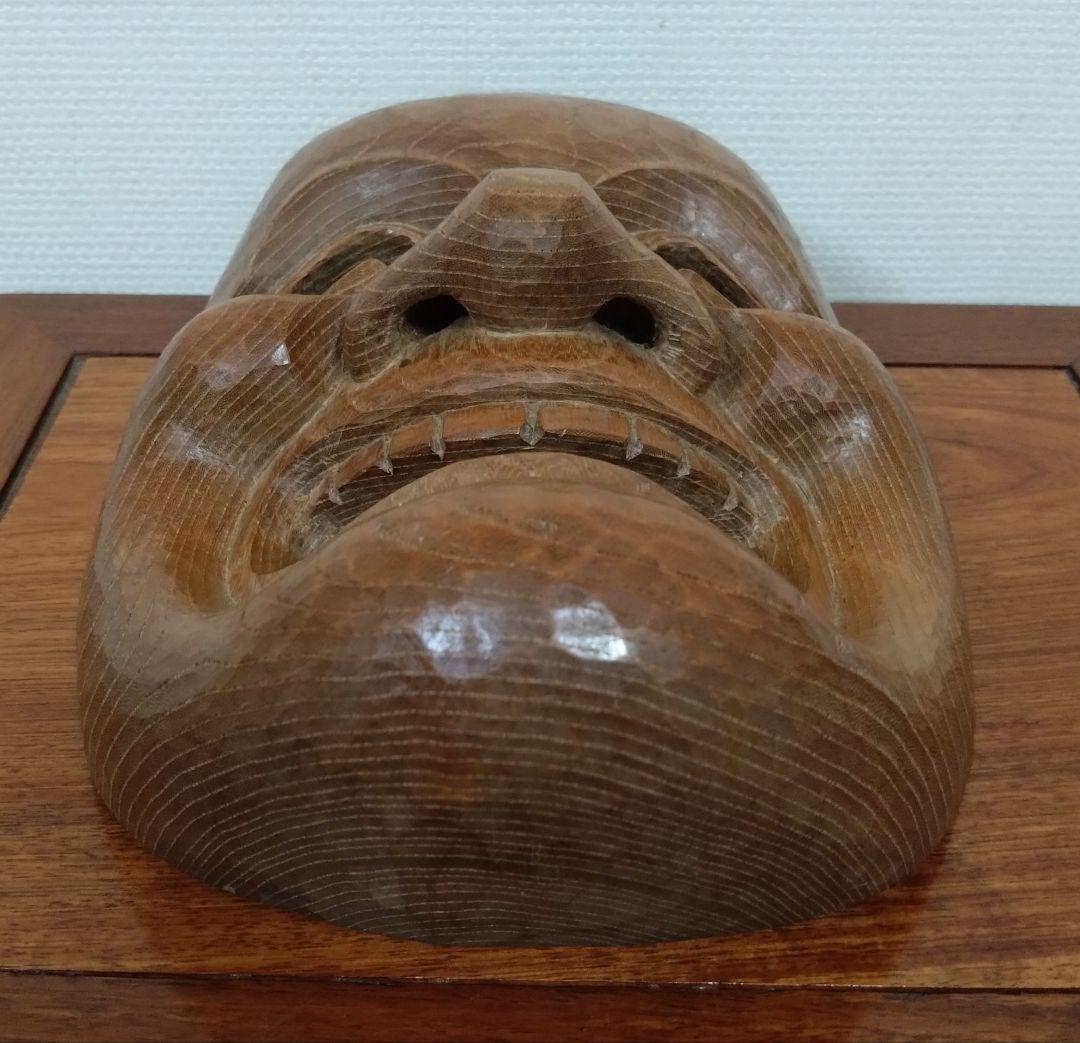 激安ブランド 木彫り狂言面 アキラ様専用 在銘 能面 お面 工芸品