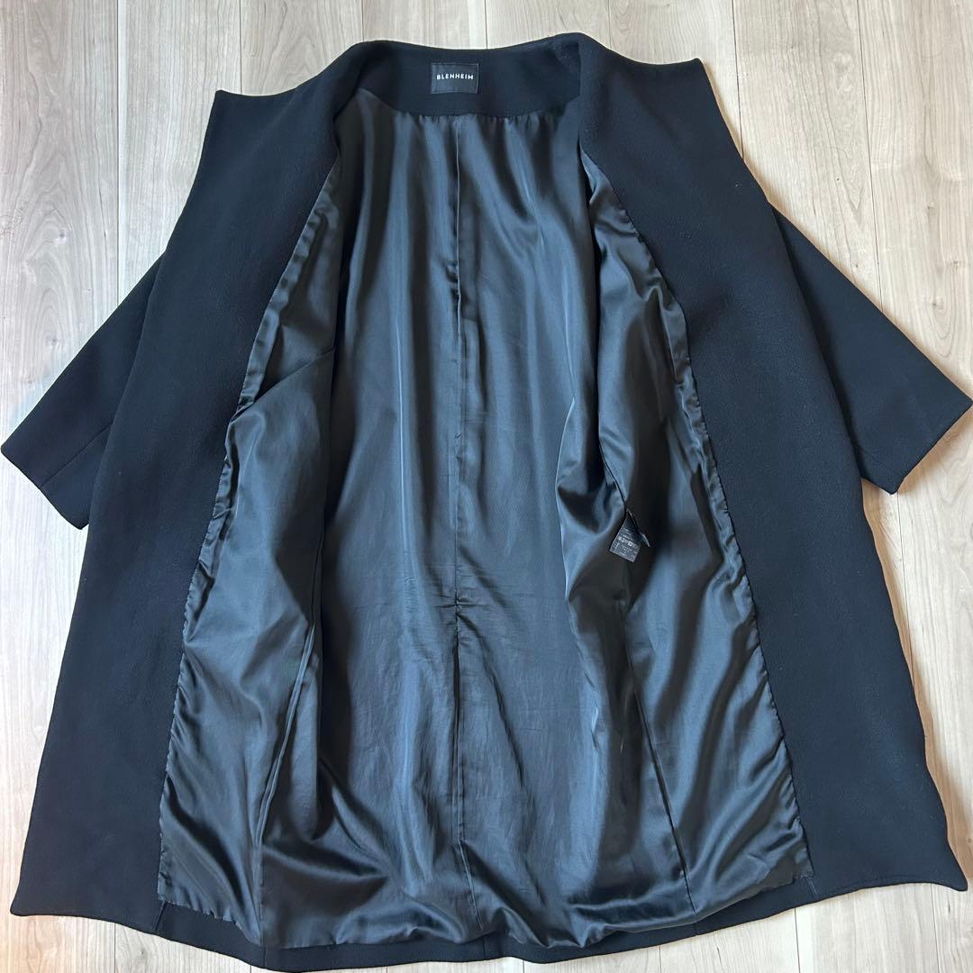 ブレンヘイム BLENHEIM ノーカラー 黒 ウールコート XS ブレンヘイム BLENHEIM ノーカラー 黒 ウールコート XS