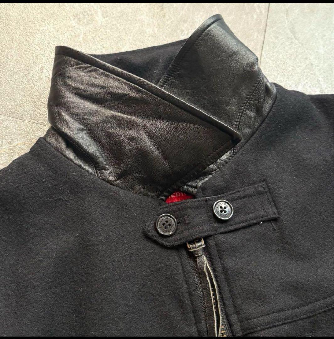 woolrich 短丈 ドリズラージャケット レザー ウール ハリントン woolrich 短丈 ドリズラージャケット レザー ウール ハリントン