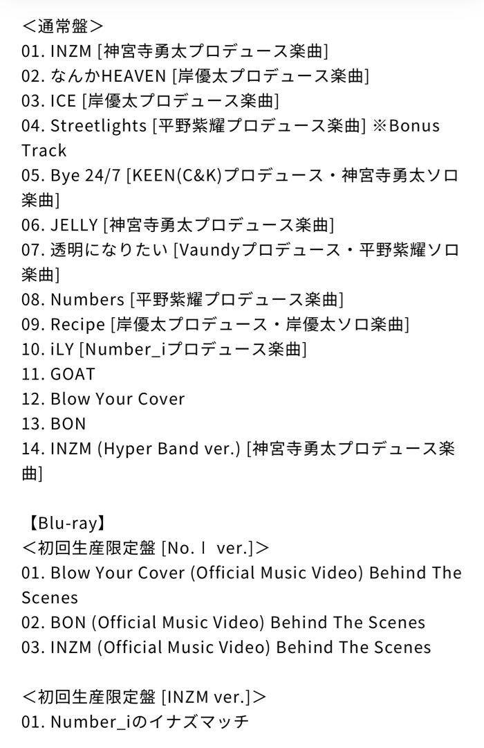 Number_i 1stフルアルバム「No.I」