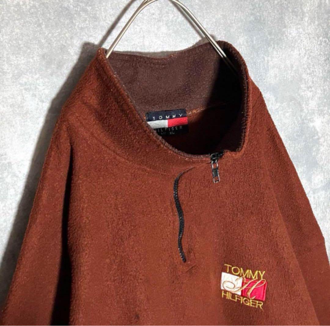  トミーヒルフィガー ハーフジップ フリース 刺繍ロゴ