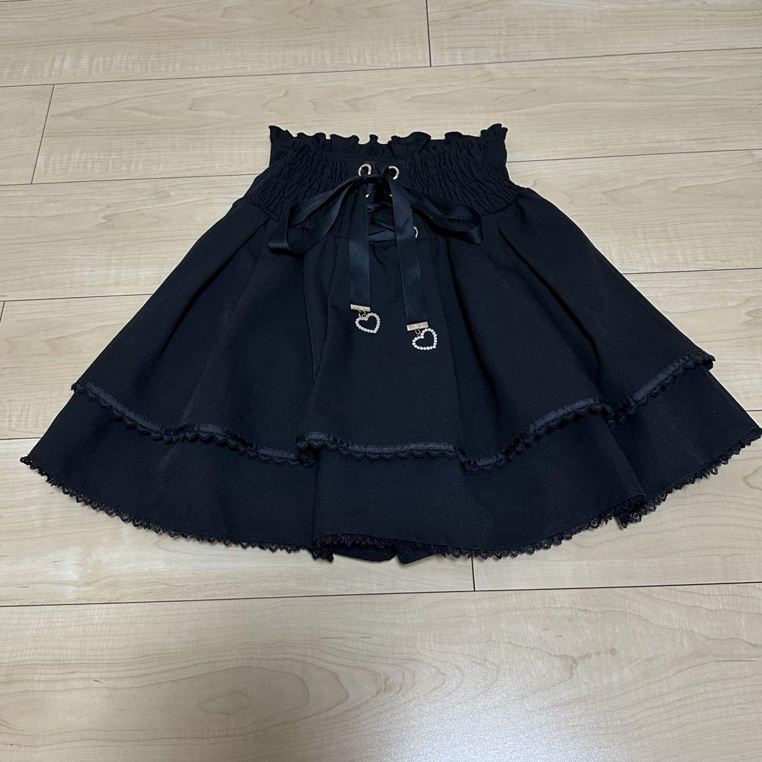 LIZLISA 2連リボンベルトスカパン ブラック