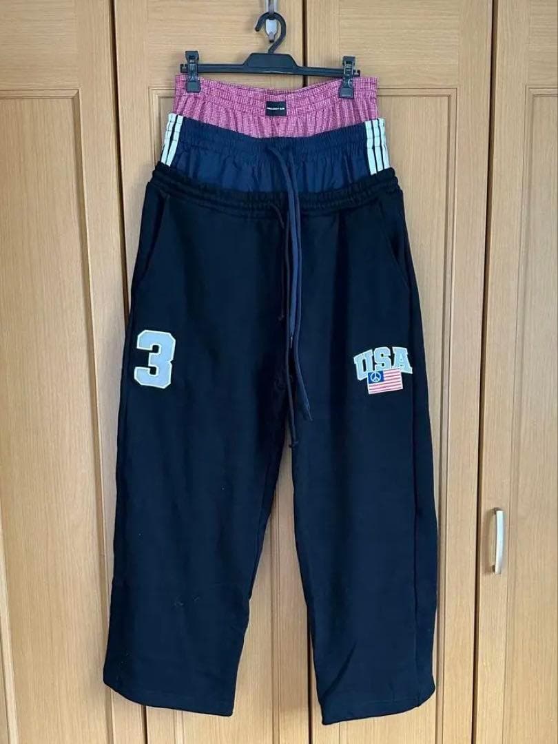 PROJECT G/R レイヤード スウェットパンツ ブラック サイズM