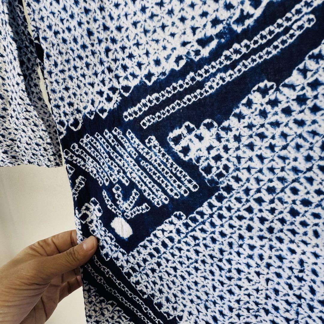 超美品　本染　有松絞り　総手絞り　総絞り　浴衣 着物　夏物　151㎝　シンプル