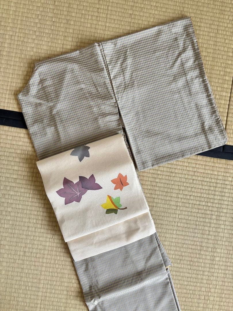 格子柄 お召し 袷着物