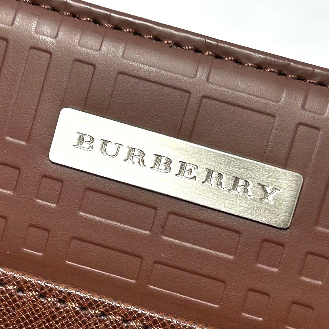 バーバリー セカンドバッグ クラッチバッグ ブラック レザー ノバチェック ロゴ