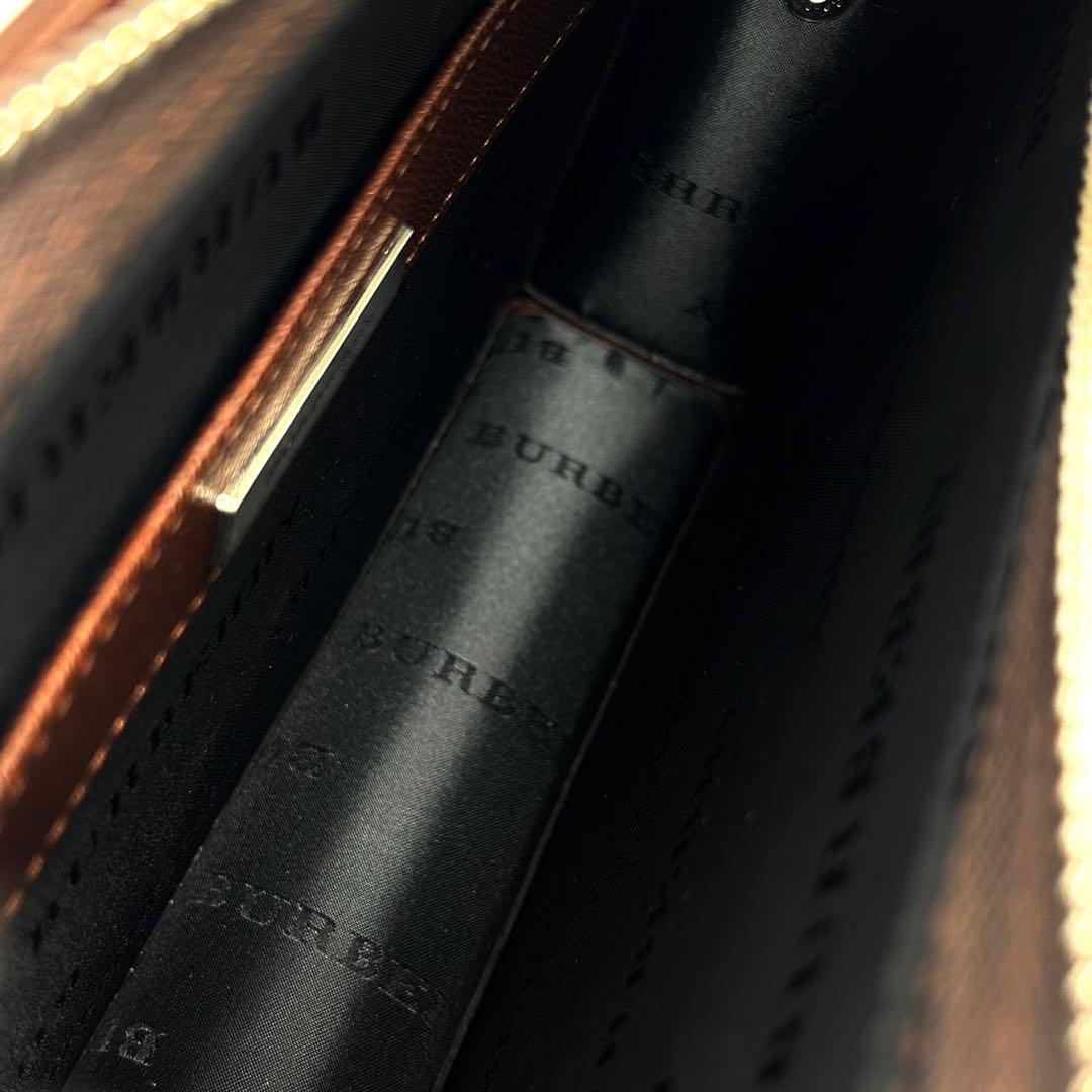 バーバリー セカンドバッグ クラッチバッグ ブラック レザー ノバチェック ロゴ