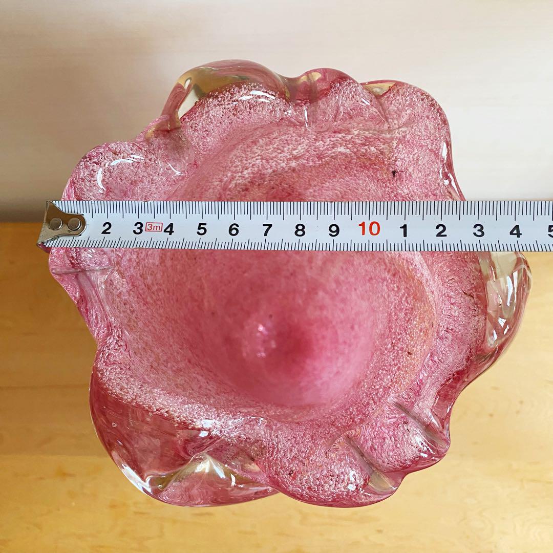イチゴジャムのようなガラス ヴィンテージ フリルフラワーベース 花瓶