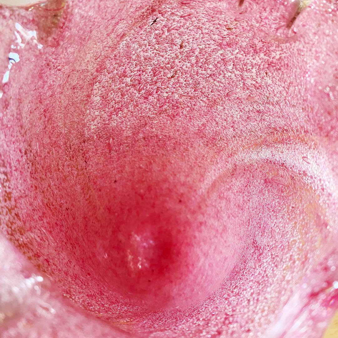 イチゴジャムのようなガラス ヴィンテージ フリルフラワーベース 花瓶