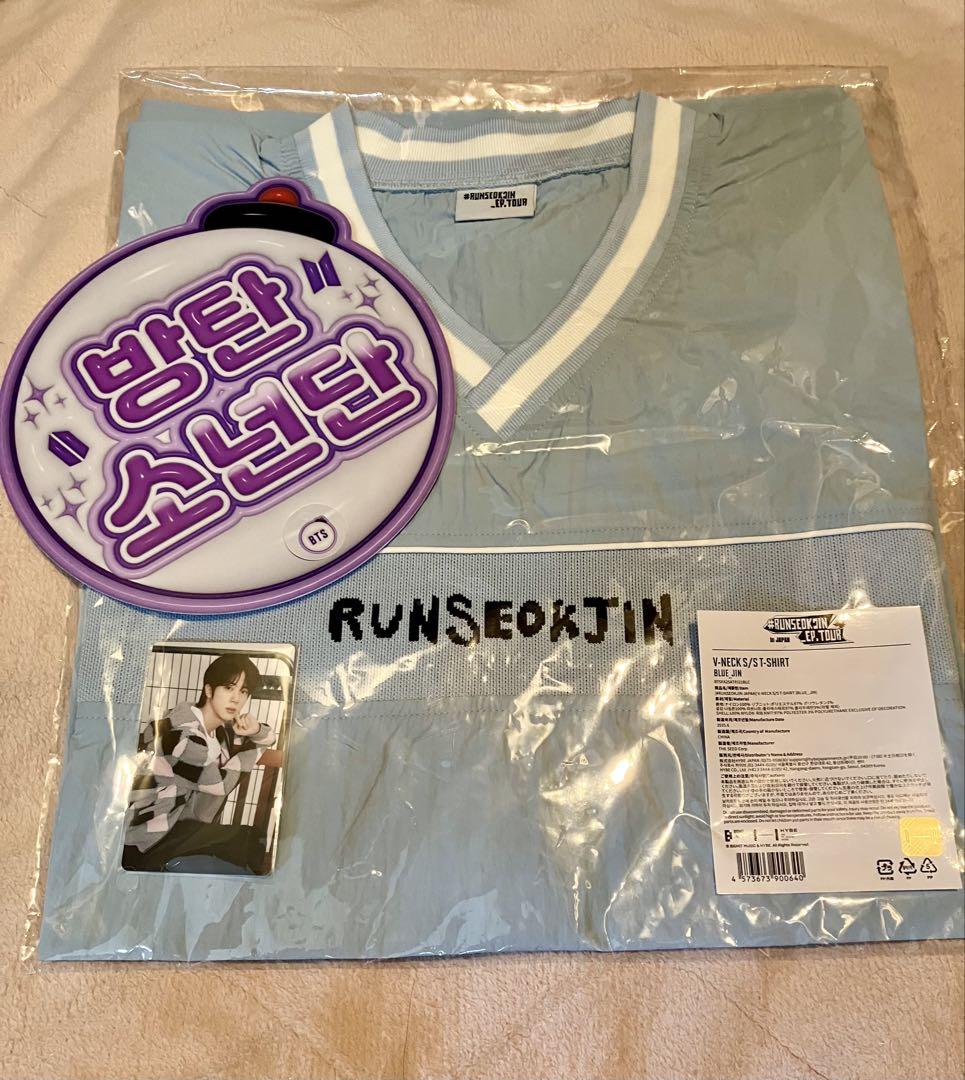 BTS RUNSEOKJIN VネックTシャツ JINサイズ ブルー