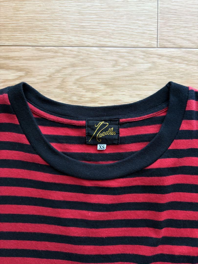 Needles ボーダー Tシャツ BLACK×RED パピヨン - メルカリ