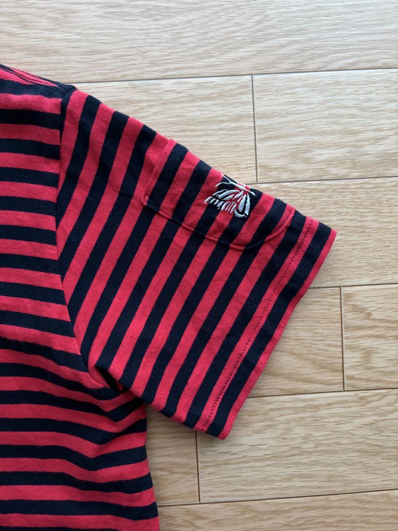 Needles ボーダー Tシャツ BLACK×RED パピヨン - メルカリ