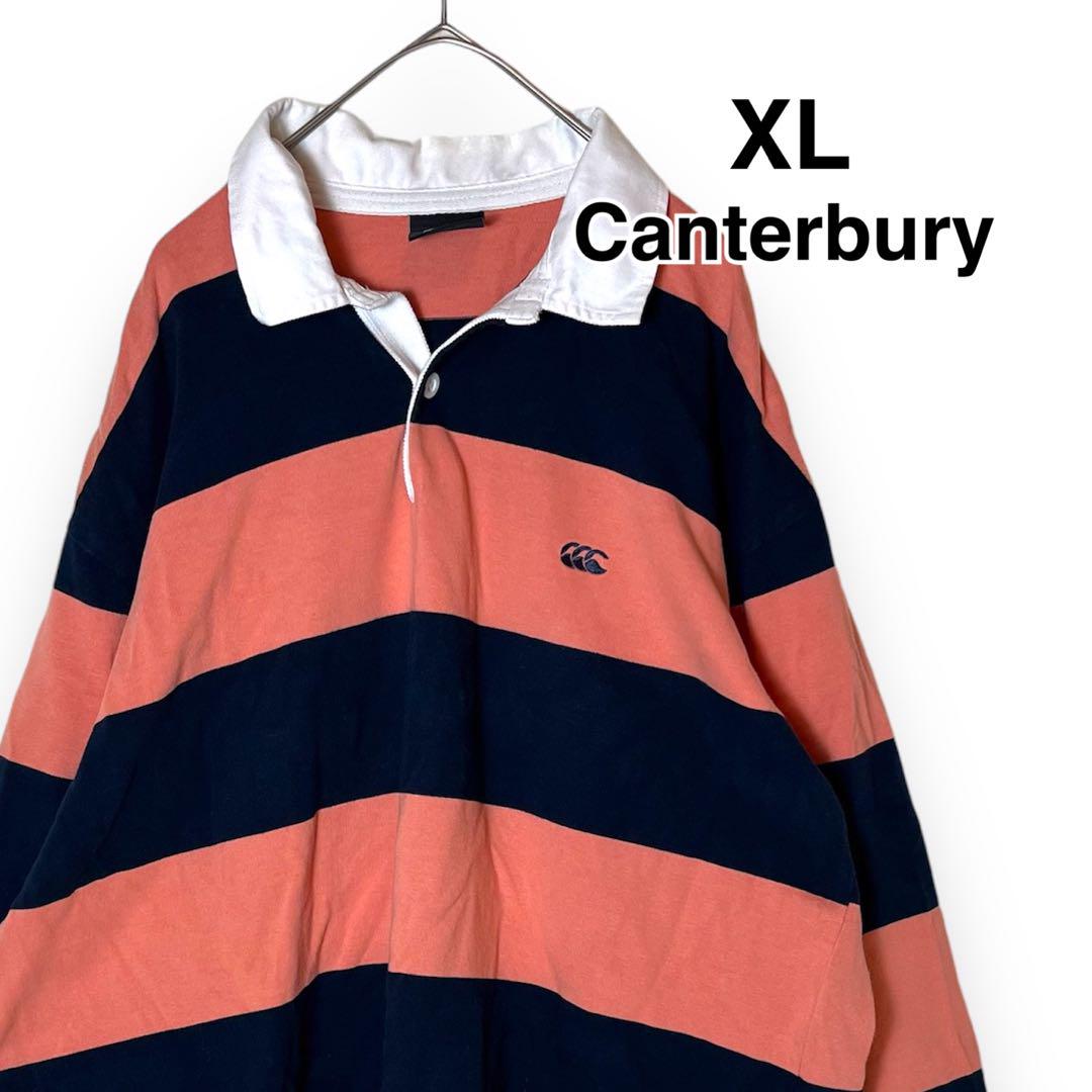 canterbury ラガーシャツ 長袖 太ボーダー 刺繍ロゴブランド