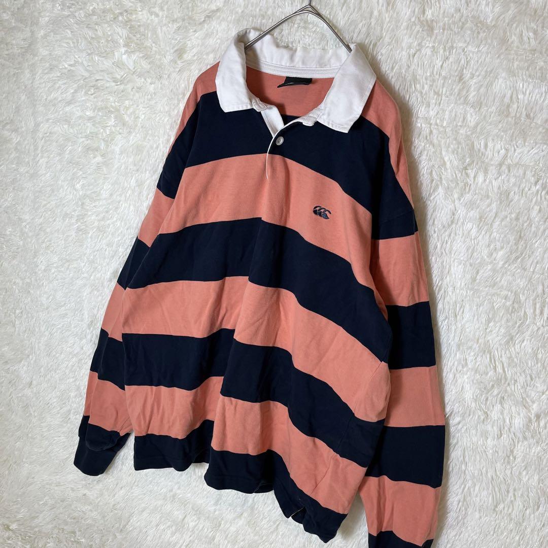 canterbury ラガーシャツ 長袖 太ボーダー 刺繍ロゴブランド