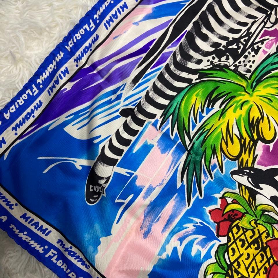 今週の新着アイテム VERSACE ヴェルサーチェ マイアミ ブルー スカーフ シルク 小物