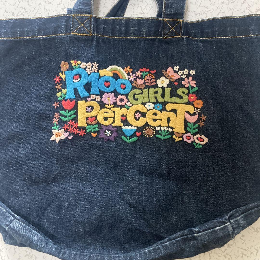 R100 GIRLS Percent デニムトートバッグ
