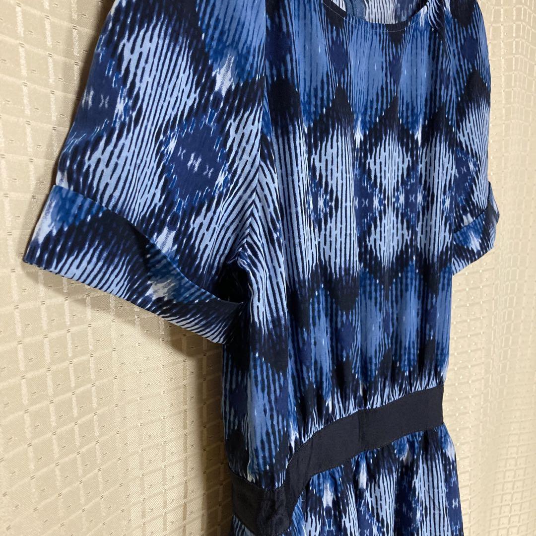 最新最全の allurevilleアルアバイル（2）/青混/総柄/ひざ下丈/半袖/ワンピース ワンピース