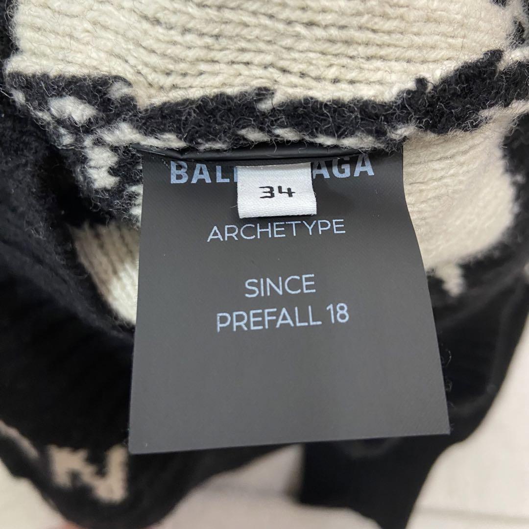☆美品☆ BALENCIAGA ロゴ　ウール　ニット　セーター　ブラック