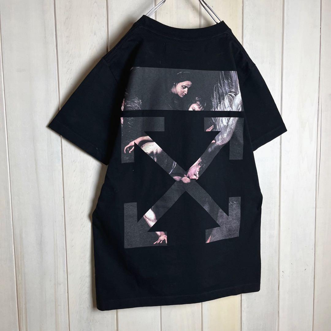 【人気モデル】オフホワイト☆バックロゴ入りTシャツ クロスアロー 絵画