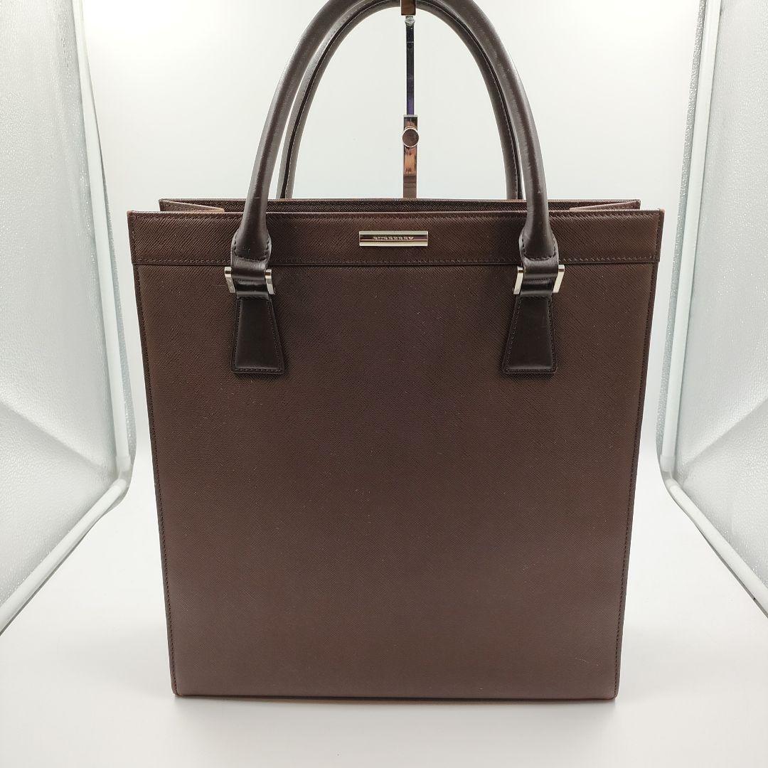 バーバリー トートバッグ ノバチェック ロゴプレート A4可 レザー　ブラウン