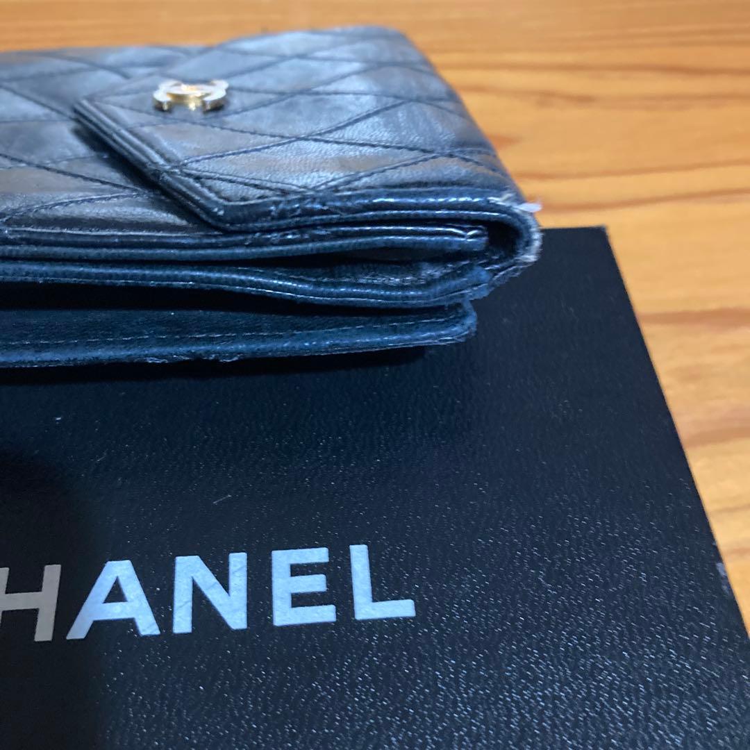 シャネル 二つ折り財布 ブラック キルティング