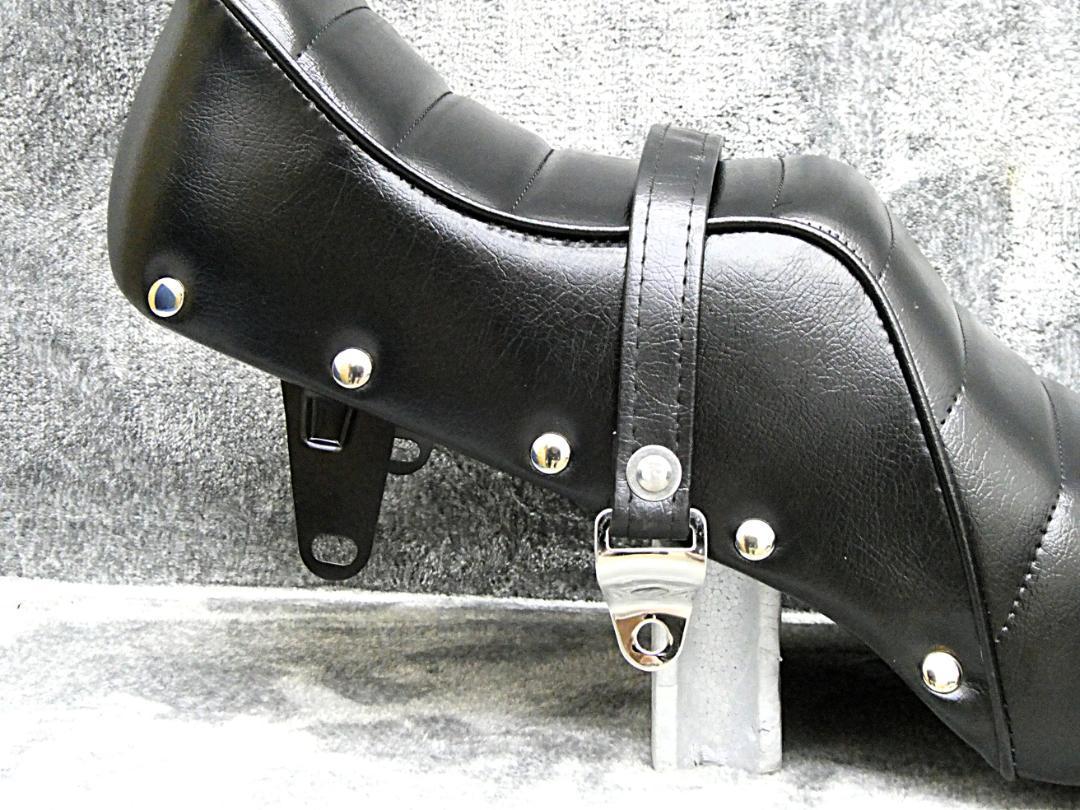新ローダウンGN125 鋲打ち 黒皮 タックロールシート ベルト