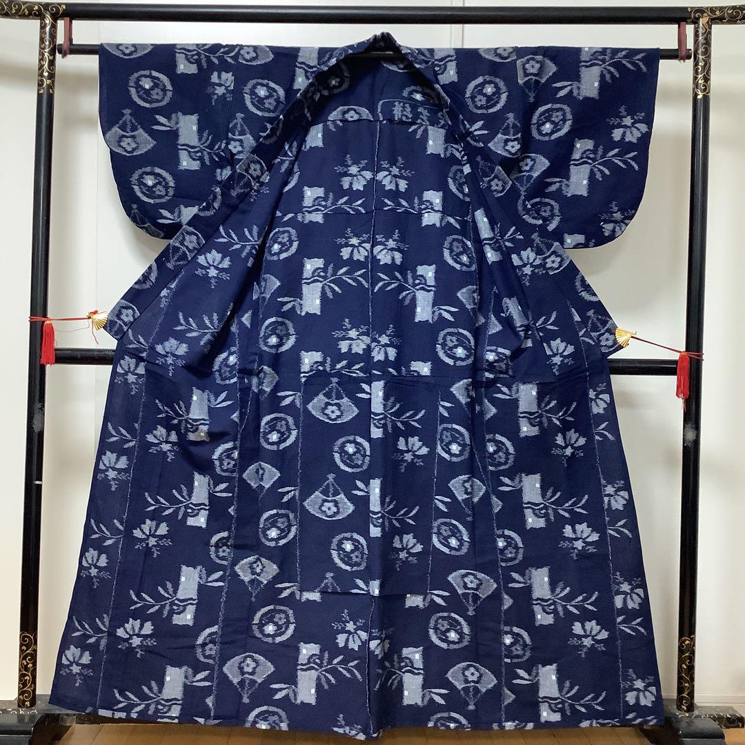 【彦兵衛mini】おすすめ！木綿絵絣単衣着物　1024-9
